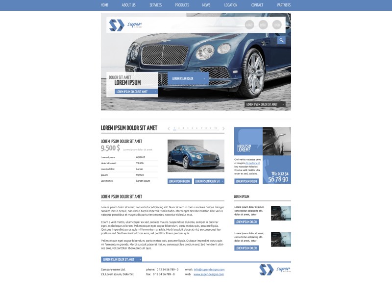 Blue Car Dealer PSD Template