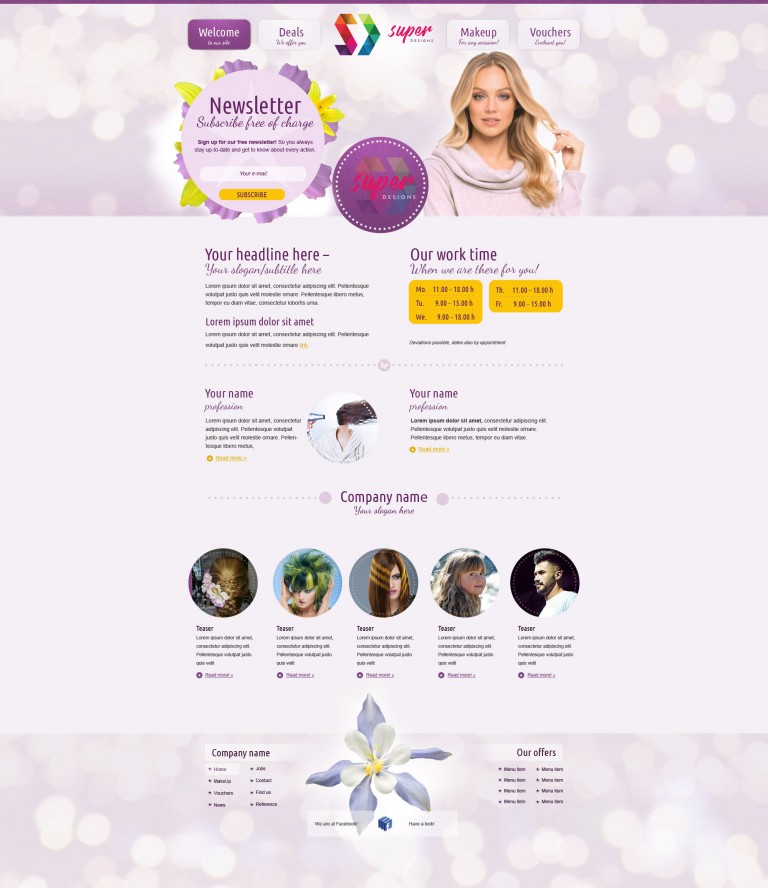 Purple Hair & Makeup HTML Template