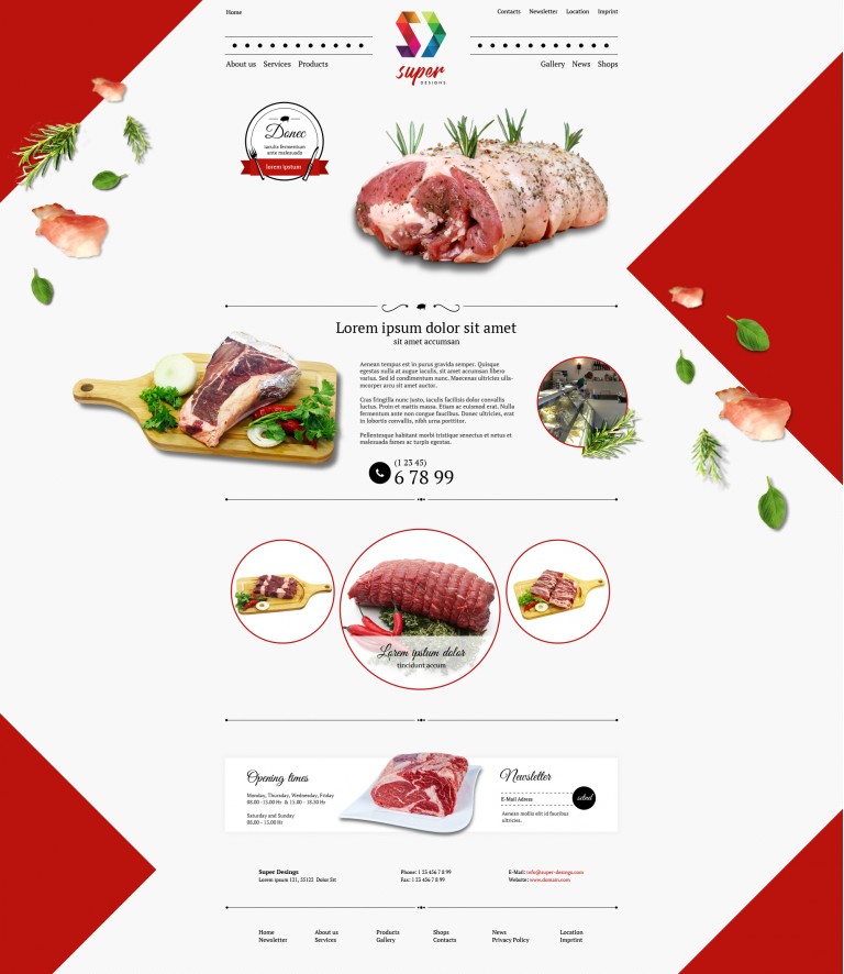 Butcher's shop Red PSD template