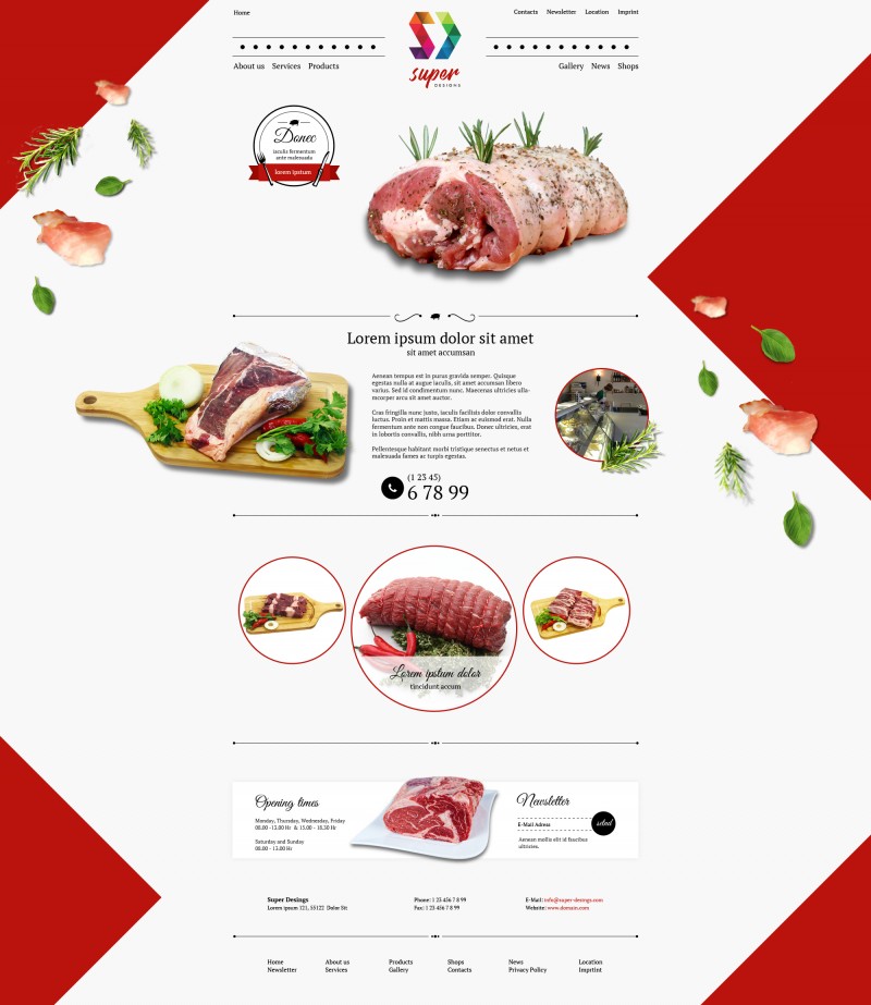 Butcher's shop Red PSD template