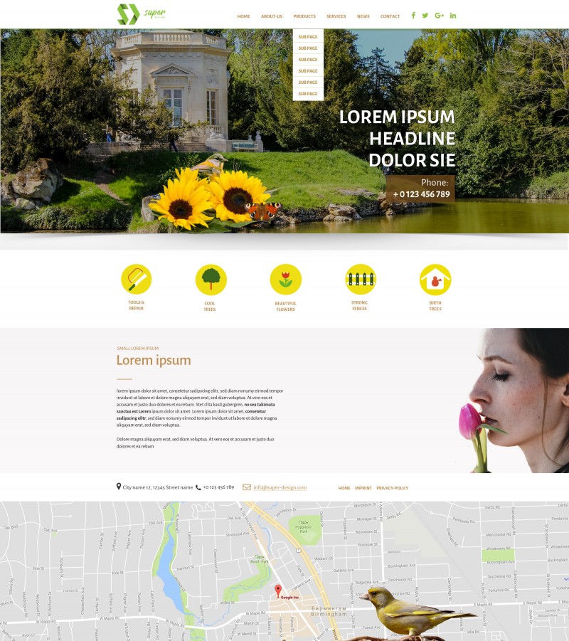 Sunflower Gardens PSD template