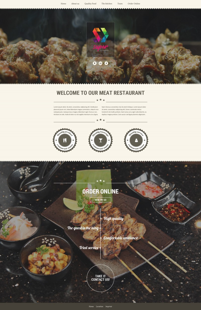 Meat Gourmet restaurant PSD template 